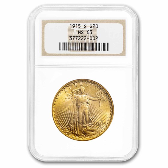 1915-S $20 St Gaudens Gold Double Eagle MS-63 NGC 1915-S $20 St Gaudens Gold Double Eagle MS-63 NGC