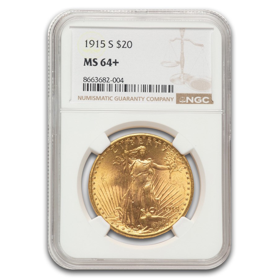 1915-S $20 St Gaudens Gold Double Eagle MS-64+ NGC