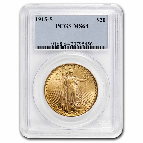 1915-S $20 St Gaudens Gold Double Eagle MS-64 PCGS 1915-S $20 St Gaudens Gold Double Eagle MS-64 PCGS