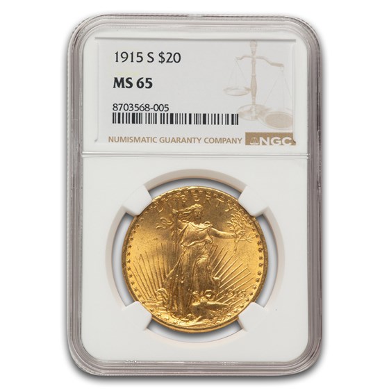 1915-S $20 St Gaudens Gold Double Eagle MS-65 NGC