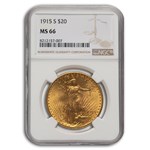 1915-S $20 St Gaudens Gold Double Eagle MS-66 NGC