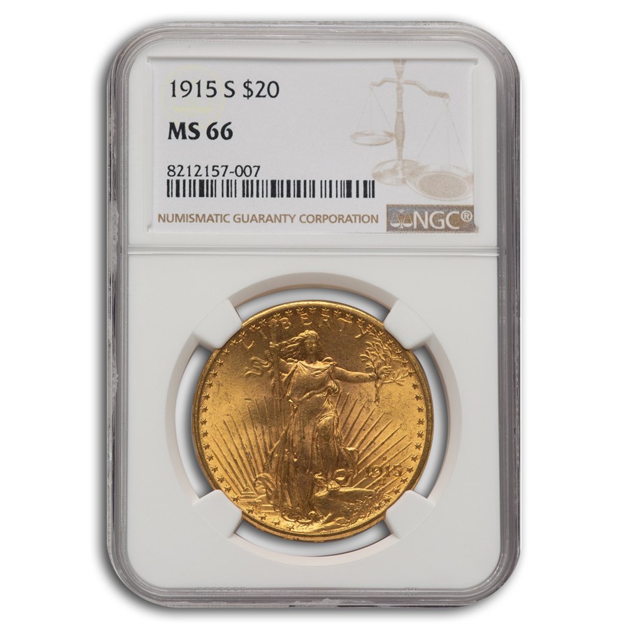 1915-S $20 St Gaudens Gold Double Eagle MS-66 NGC