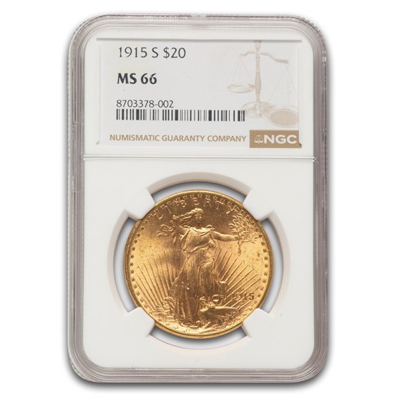 1915-S $20 St Gaudens Gold Double Eagle MS-66 NGC