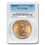 1915-S $20 St Gaudens Gold Double Eagle MS-66 PCGS