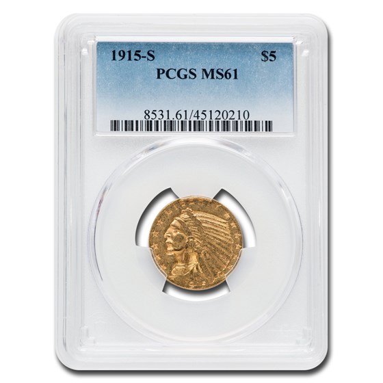1915-S $5 Indian Gold Half Eagle MS-61 PCGS 1915-S $5 Indian Gold Half Eagle MS-61 PCGS