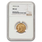 1915-S $5 Indian Gold Half Eagle MS-62 NGC