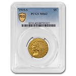 1915-S $5 Indian Gold Half Eagle MS-62 PCGS