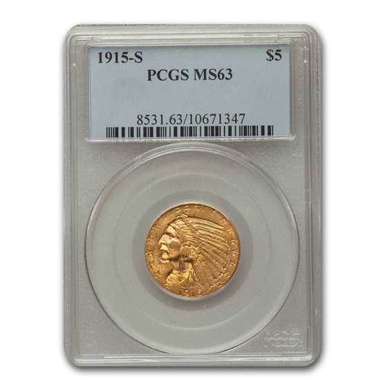 1915-S $5 Indian Gold Half Eagle MS-63 PCGS 1915-S $5 Indian Gold Half Eagle MS-63 PCGS