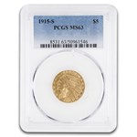 1915-S $5 Indian Gold Half Eagle MS-63 PCGS