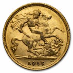 1915-S Australia Gold 1/2 Sovereign AU