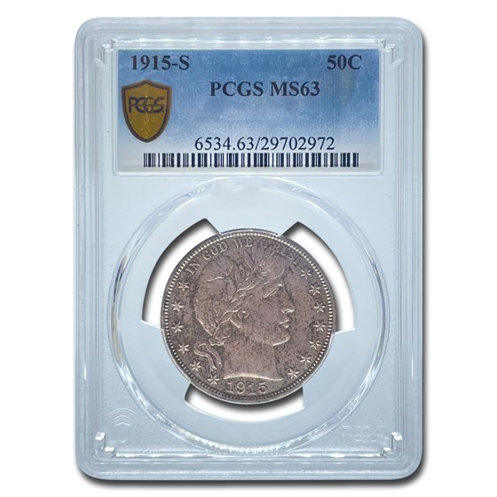 1915-S Barber Half Dollar MS-63 PCGS 1915-S Barber Half Dollar MS-63 PCGS