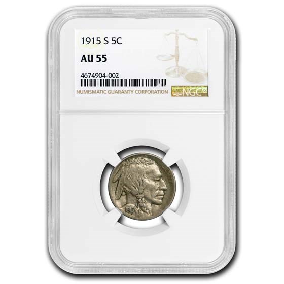 1915-S Buffalo Nickel AU-55 NGC 1915-S Buffalo Nickel AU-55 NGC