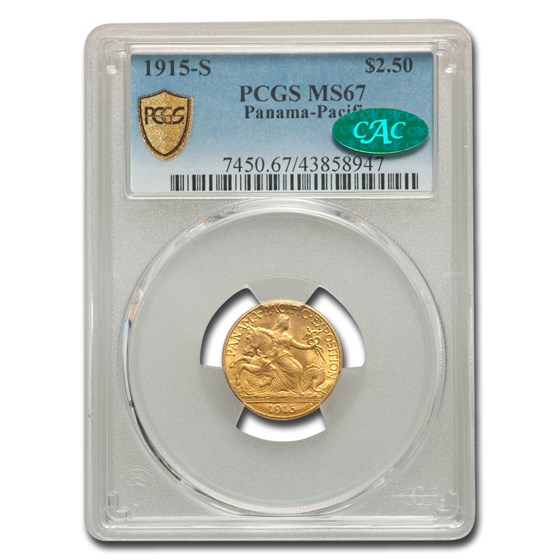 1915-S Gold $2.50 Panama-Pacific MS-67 PCGS CAC 1915-S Gold $2.50 Panama-Pacific MS-67 PCGS CAC