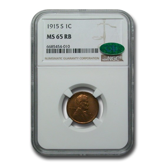 1915-S Lincoln Cent MS-65 NGC CAC (Red/Brown)