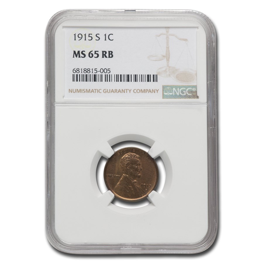 1915-S Lincoln Cent MS-65 NGC (Red/Brown)