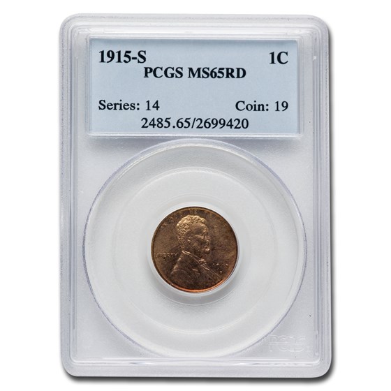 1915-S Lincoln Cent MS-65 PCGS (Red)