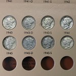 1916-1945 Mercury Dime Near Complete Set Dansco Album