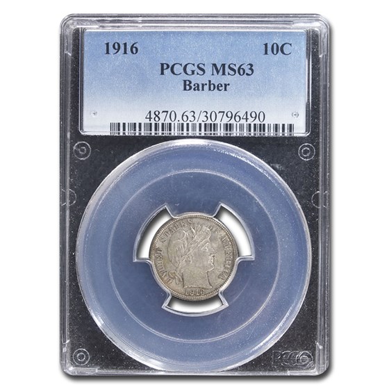 1916 Barber Dime MS-63 PCGS 1916 Barber Dime MS-63 PCGS