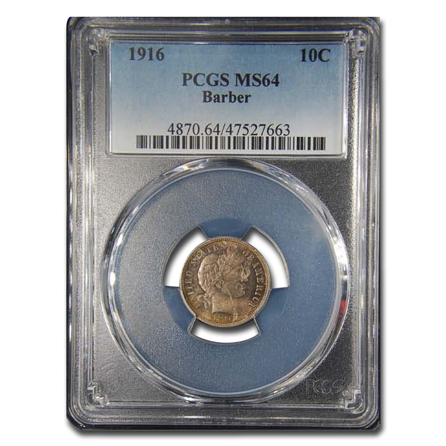 1916 Barber Dime MS-64 PCGS