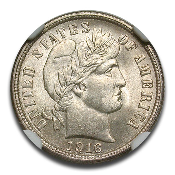 1916 Barber Dime MS-65 NGC