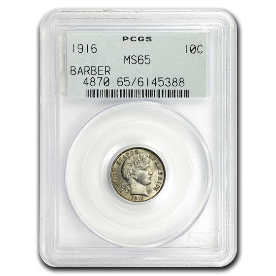 1916 Barber Dime MS-65 PCGS (OGH) 1916 Barber Dime MS-65 PCGS (OGH)