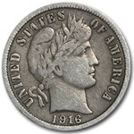 1916 Barber Dime VF