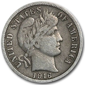 1916 Barber Dime VF 1916 Barber Dime VF