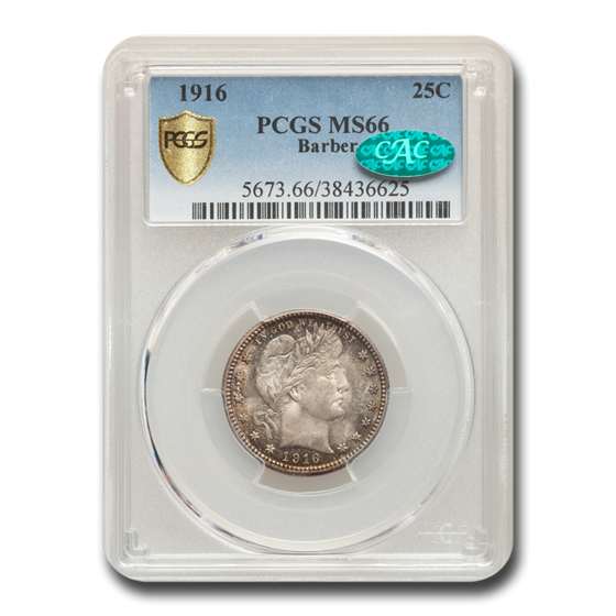 1916 Barber Quarter MS-66 PCGS CAC 1916 Barber Quarter MS-66 PCGS CAC