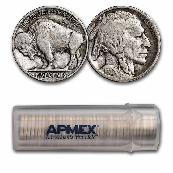1916 Buffalo Nickel 40-Coin Roll Avg Circ 1916 Buffalo Nickel 40-Coin Roll Avg Circ