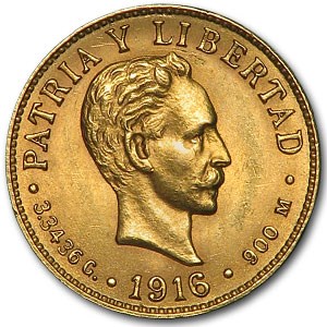 1916 Cuba Gold 2 Peso AU 1916 Cuba Gold 2 Peso AU