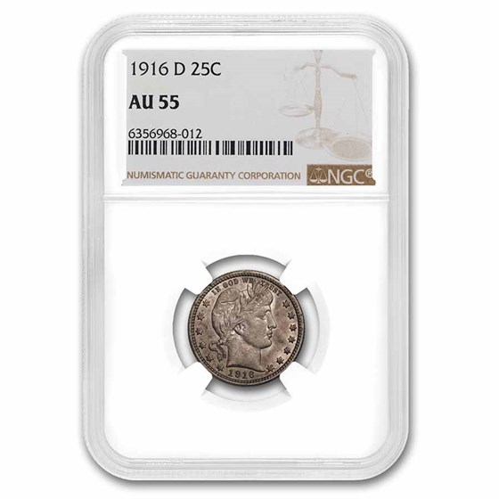 1916-D Barber Quarter AU-55 NGC 1916-D Barber Quarter AU-55 NGC
