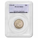 1916-D Barber Quarter MS-64 PCGS
