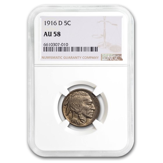 1916-D Buffalo Nickel AU-58 NGC 1916-D Buffalo Nickel AU-58 NGC