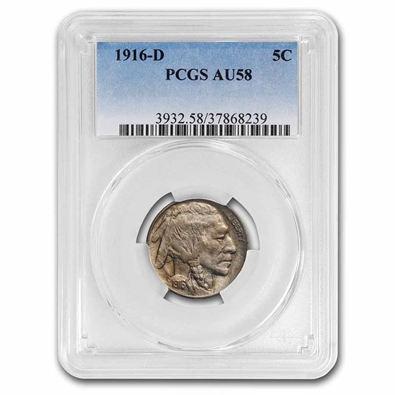 1916-D Buffalo Nickel AU-58 PCGS 1916-D Buffalo Nickel AU-58 PCGS