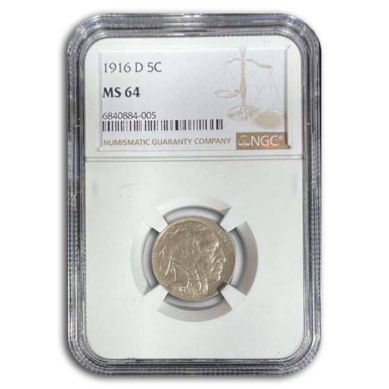 1916-D Buffalo Nickel MS-64 NGC 1916-D Buffalo Nickel MS-64 NGC
