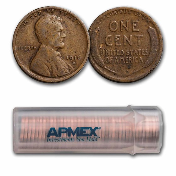 1916-D Lincoln Cent 50-Coin Roll Avg Circ 1916-D Lincoln Cent 50-Coin Roll Avg Circ