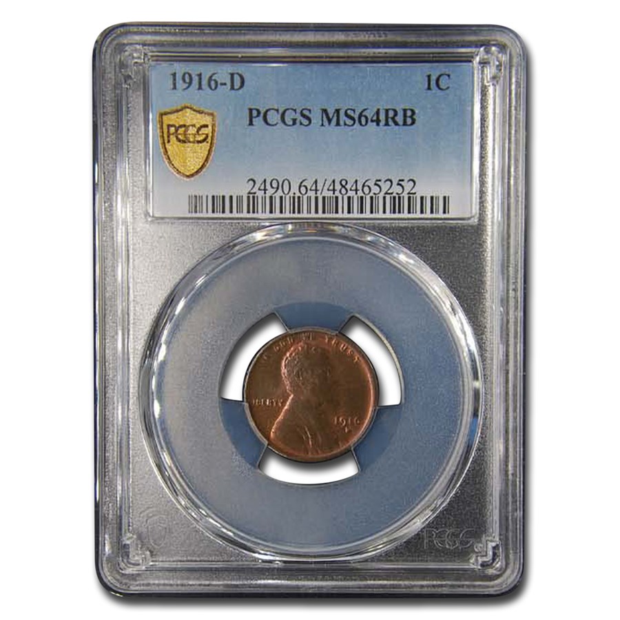 1916-D Lincoln Cent MS-64 PCGS (Red/Brown)