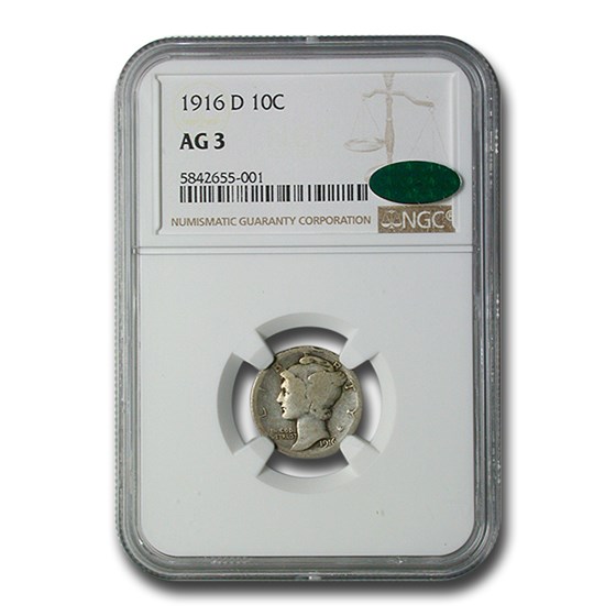 1916-D Mercury Dime AG-3 NGC CAC 1916-D Mercury Dime AG-3 NGC CAC