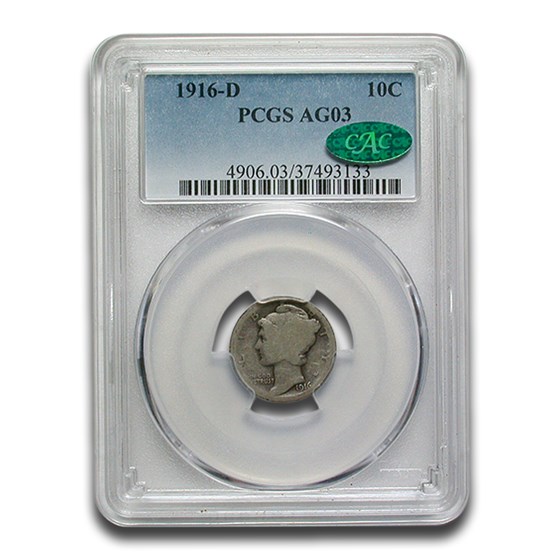 1916-D Mercury Dime AG-3 PCGS CAC 1916-D Mercury Dime AG-3 PCGS CAC