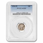 1916-D Mercury Dime AG-3 PCGS