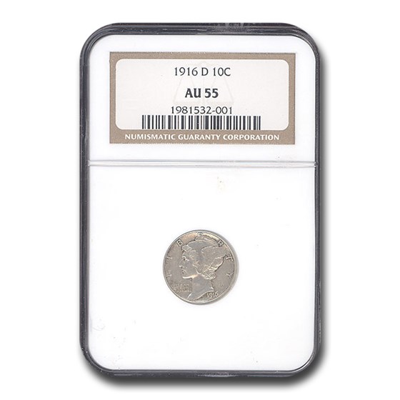 1916-D Mercury Dime AU-55 NGC
