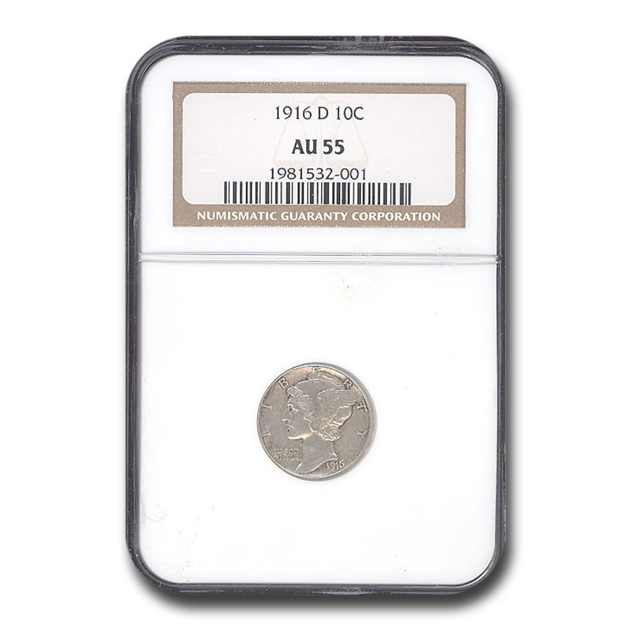 1916-D Mercury Dime AU-55 NGC