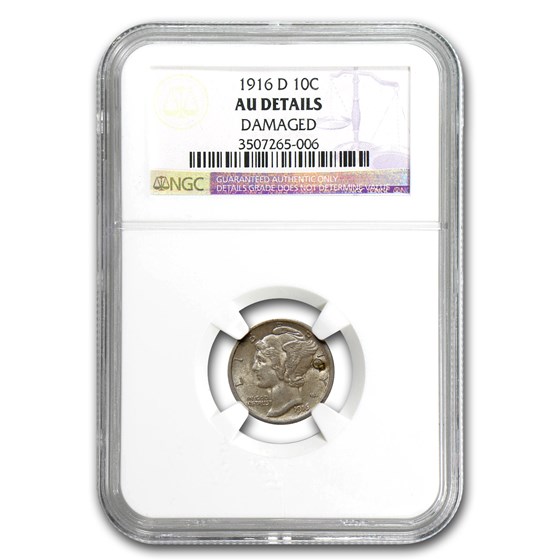 1916-D Mercury Dime AU Details NGC 1916-D Mercury Dime AU Details NGC