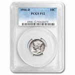 1916-D Mercury Dime Fine-12 PCGS