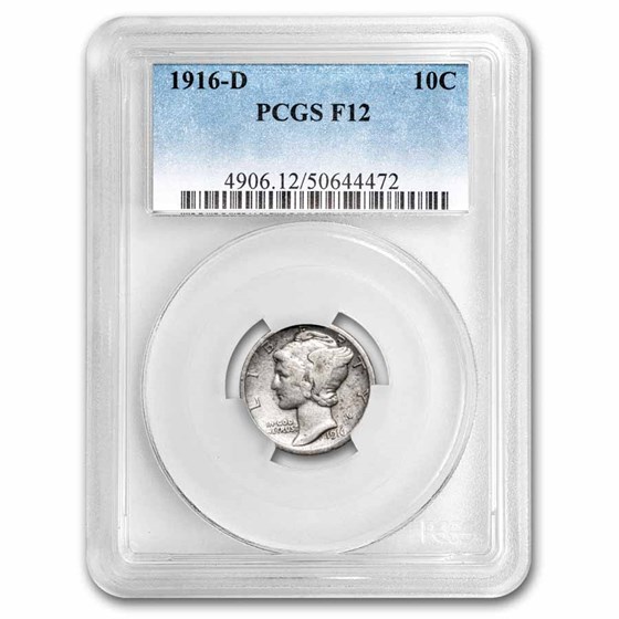 1916-D Mercury Dime Fine-12 PCGS 1916-D Mercury Dime Fine-12 PCGS