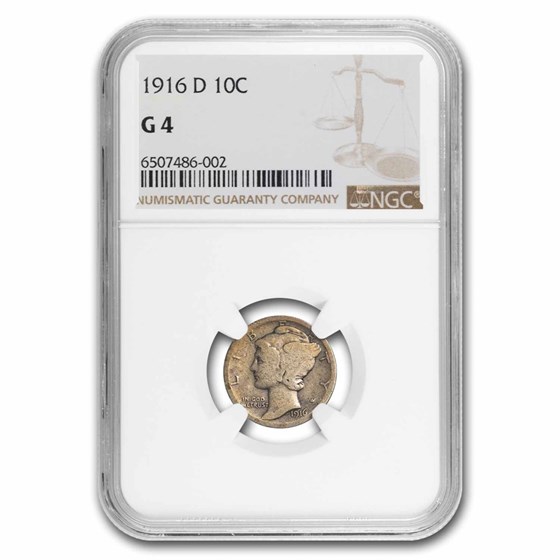 1916-D Mercury Dime Good-4 NGC 1916-D Mercury Dime Good-4 NGC