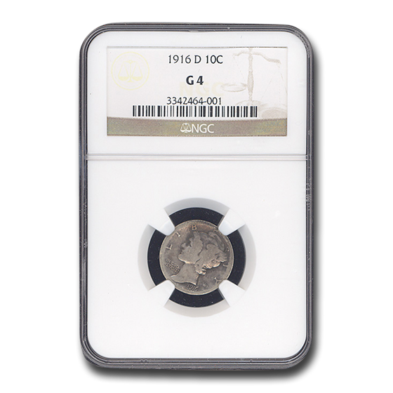 1916-D Mercury Dime Good-4 NGC 1916-D Mercury Dime Good-4 NGC