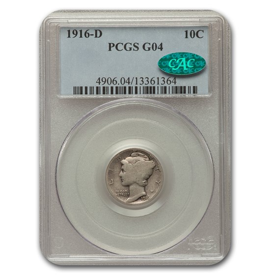 1916-D Mercury Dime Good-4 PCGS CAC 1916-D Mercury Dime Good-4 PCGS CAC