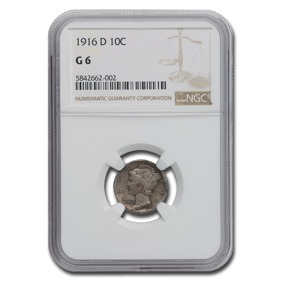 1916-D Mercury Dime Good-6 NGC 1916-D Mercury Dime Good-6 NGC