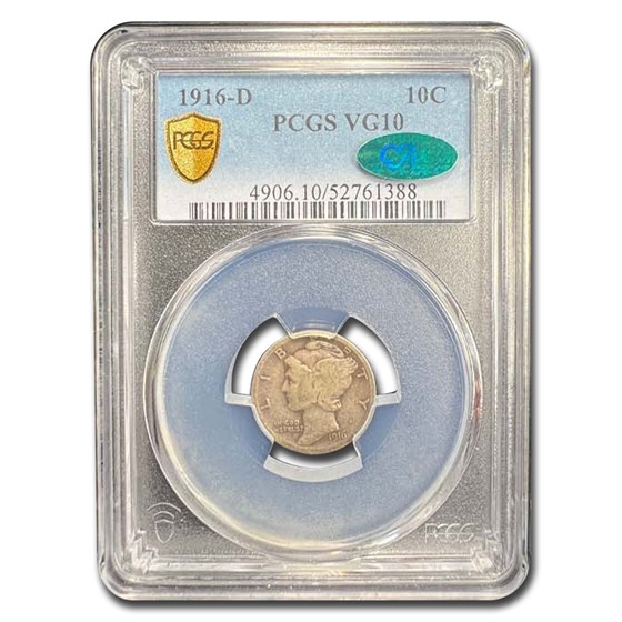 1916-D Mercury Dime VG-10 PCGS CAC
